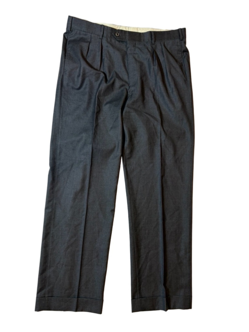 Paul Stuart Gray Wool Dress Pants 36 Tall Flat Front Classic Tailored